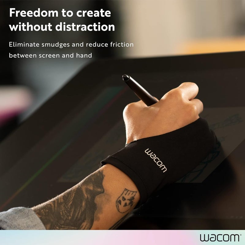 Wacom Drawing Glove, Two-Finger Artist Glove for Drawing Tablet Pen Display, 90% Recycled Material, eco-Friendly, one-Size (1 Pack) - Image 2